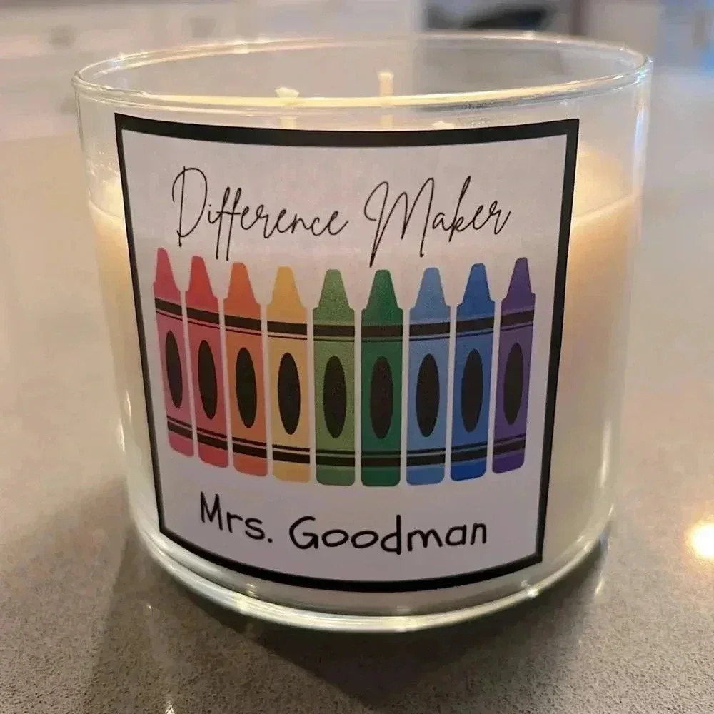 Teacher Gift Idea 🎁 Handmade 3 Wick Holiday Scented Candle with Teacher Label